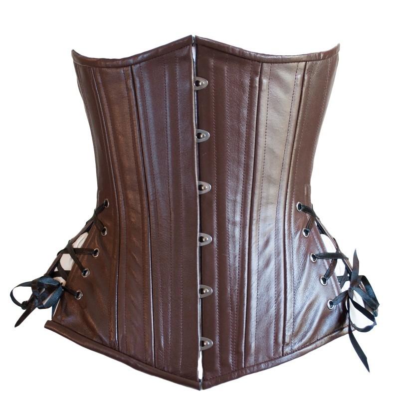 Brown Leather Long Corset | 100% Brand New High Quality