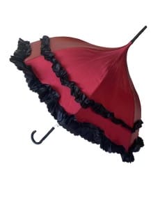 Crimson Red with Black Ruffle Parasol / Umbrella | 100% Brand New High  Quality