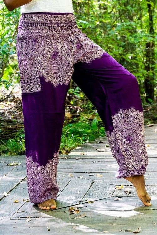 Purple FLORAL Yoga Pants - Oh Jessa